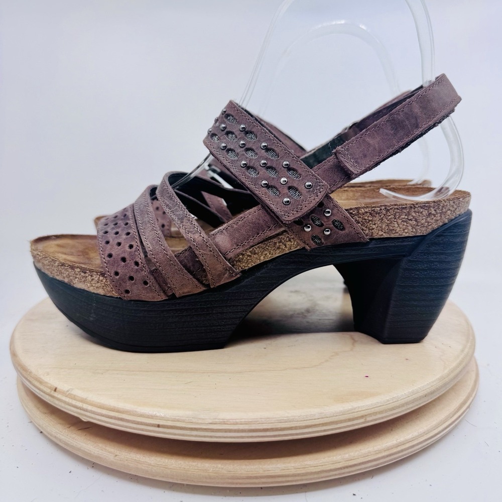 Naot Relate Women's 36 US 6 Brown Leather Studded Strappy Platform Shoes